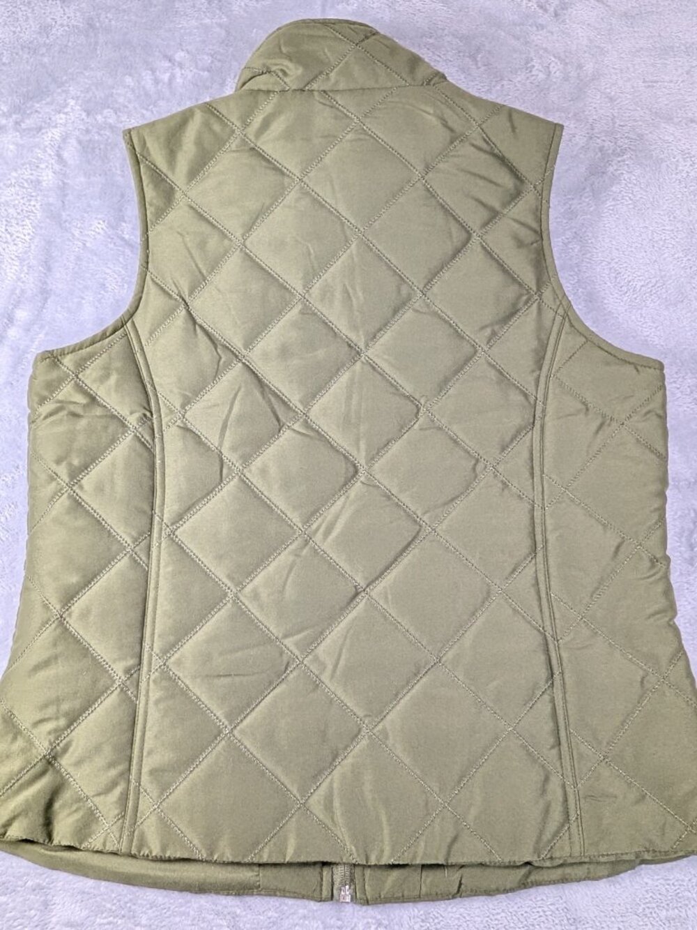 Jane Ashley Olive Quilted Vest Women M Equestrian Preppy Lightweight Gorpcore - Picture 2 of 9